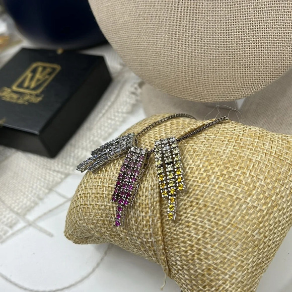 Victoria Wieck 925 Sterling Silver Multi-Gemstone Statement Necklace 🌈 - Picture 15 of 17